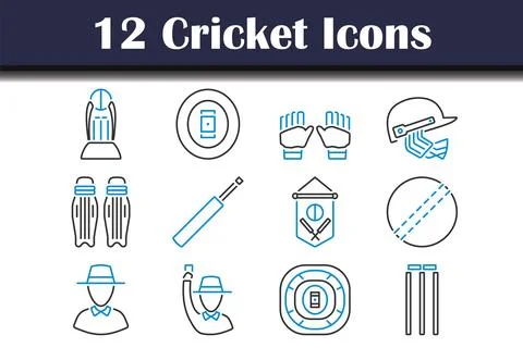 Cricket Icon Set Stock Illustration