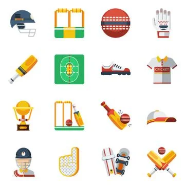 Cricket Icons Set Illustrazione stock