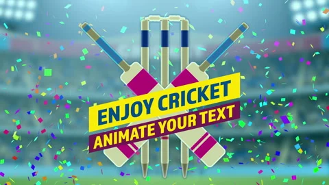 Cricket Intro, Cricket playing between blue and Red team in a stadium at night 動画素材 310127778