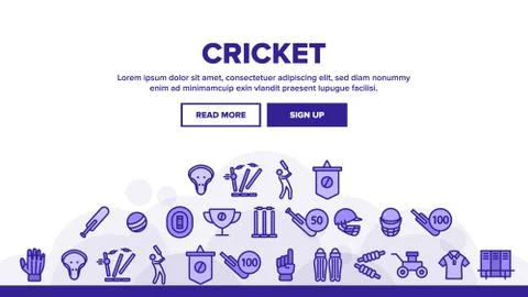 Cricket Landing Header Vector Stock Illustration