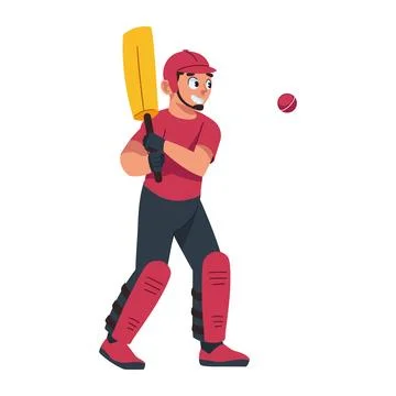 Cricket man character Stock Illustration