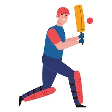 Cricket man character Stock Illustration