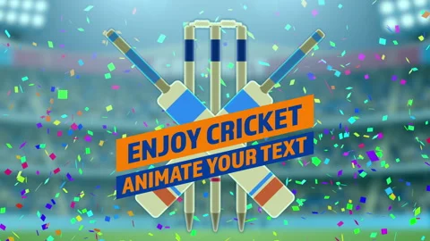 Cricket Match Intro, Cricket match playing between two team in stadium at night 動画素材 310128035