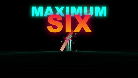 Cricket Maximum Six Neon Title and Equipment Motion Graphic Loop Stock Footage 346333750