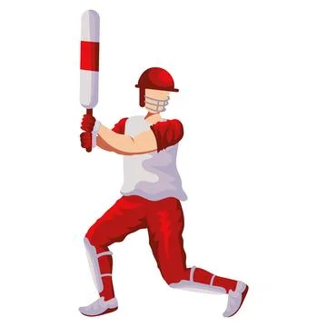 Cricket player and bat Stock Illustration