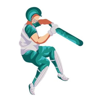 Cricket player with bat Illustrazione stock