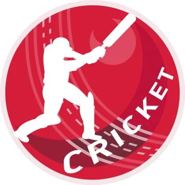 Cricket player batsman batting ball Stock Illustration