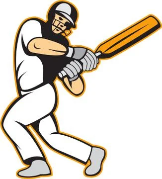 Cricket player batsman batting. Stock Illustration