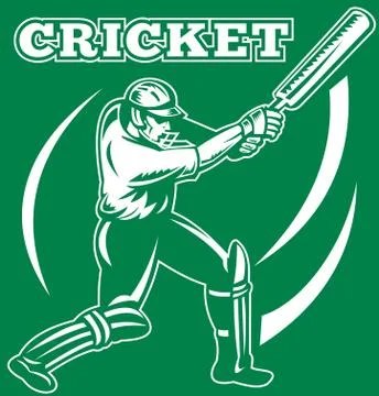 Cricket player batsman batting Stock Illustration