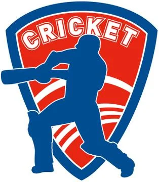Cricket player batsman batting shield Stock Illustration
