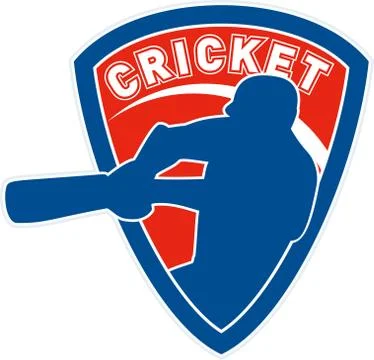 Cricket player batsman batting shield Stock Illustration
