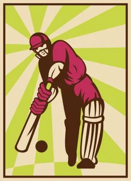 Cricket player batting ball Stock Illustration
