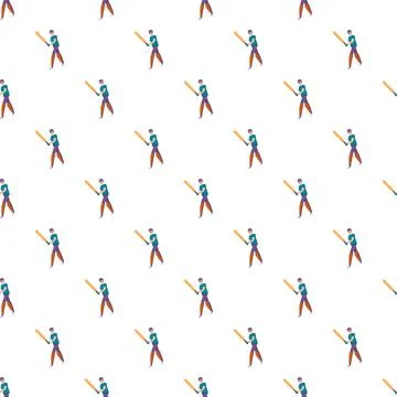 Cricket player batting seamless repeating pattern vector Illustrazione stock