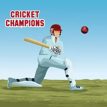 Cricket player cartoon Stock Illustration