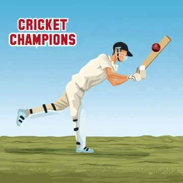 Cricket player cartoon Illustrazione stock