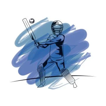 Cricket player cartoon Stock Illustration