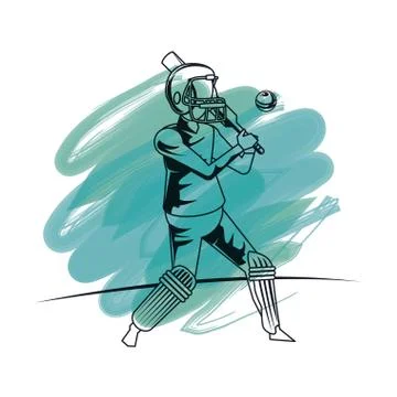 Cricket player cartoon 스톡 일러스트