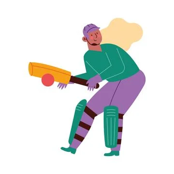 Cricket player cartoon Illustrazione stock