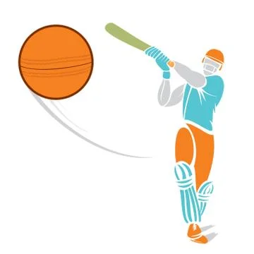 Cricket player hit big shoot, out of the boundary design vector Illustrazione stock