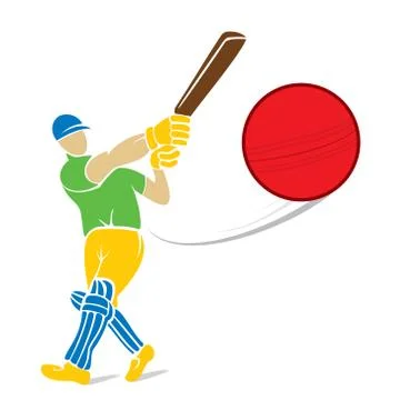 Cricket player hit big shoot, out of the boundary design vector Illustrazione stock