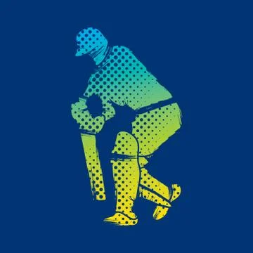 Cricket player hit shot design Stock Illustration