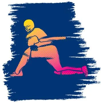 Cricket player hit shot design Stock Illustration