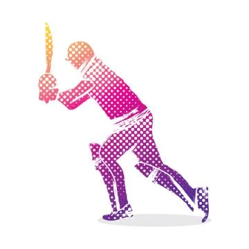 Cricket player hit shot design Stock Illustration