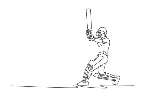 Cricket player hitting ball with bat in professional match Stock Illustration