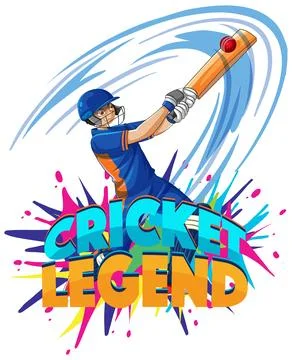 Cricket Player Hitting Ball with Bat Vector Illustration Poster Stock Illustration