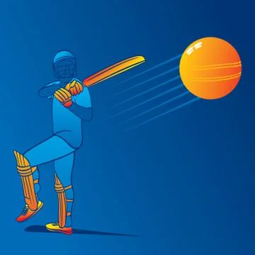 Cricket player hitting big shot Stock Illustration