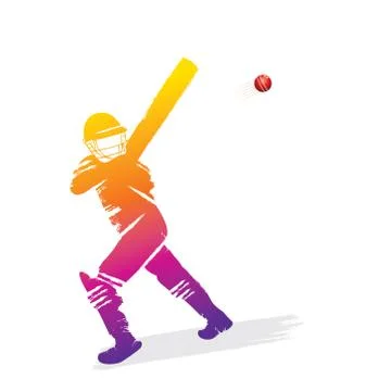 Cricket player hitting big shot Stock Illustration