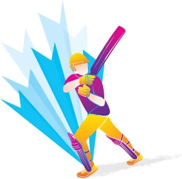 Cricket player hitting big shot Stock Illustration