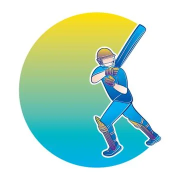 Cricket player hitting big shot Illustrazione stock