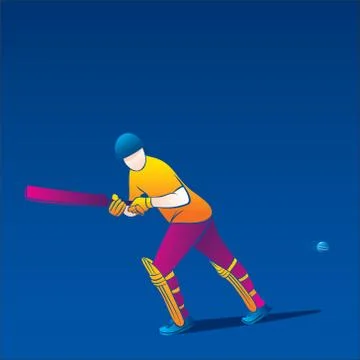 Cricket player hitting big shot Illustrazione stock