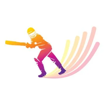 Cricket player hitting big shot Illustrazione stock