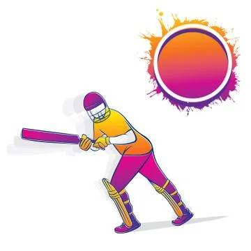Cricket player hitting big shot Stock Illustration