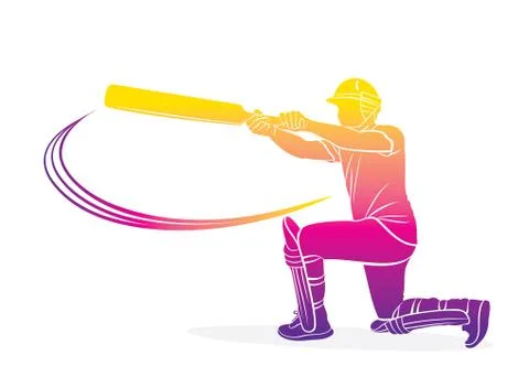 Cricket player hitting big shot Illustrazione stock