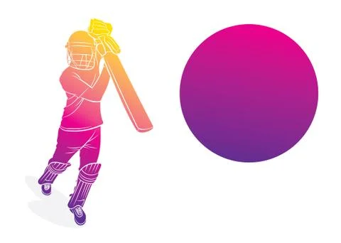 Cricket player hitting big shot Illustrazione stock