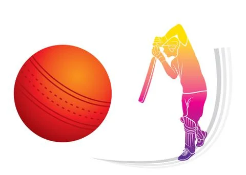 Cricket player hitting big shot Illustrazione stock