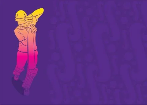 Cricket player hitting big shot Illustrazione stock