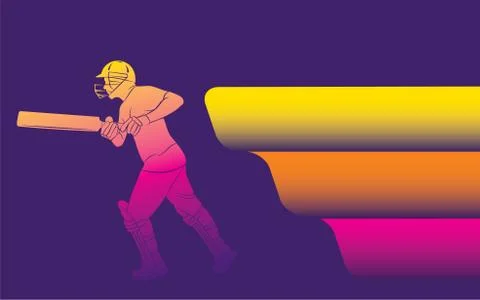 Cricket player hitting big shot Illustrazione stock