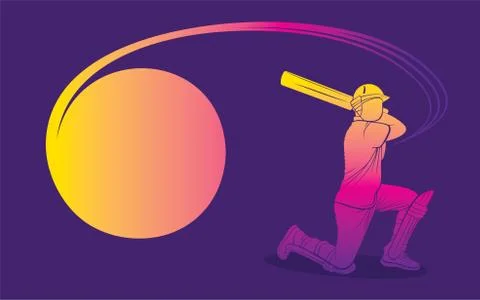 Cricket player hitting big shot Illustrazione stock