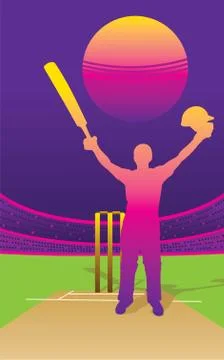 Cricket player hitting big shot 스톡 일러스트
