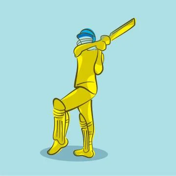Cricket player hitting big shot Stock Illustration