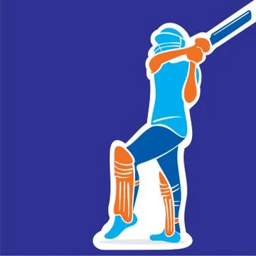 Cricket player hitting big shot Stock Illustration