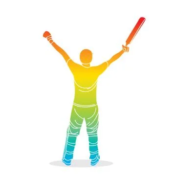 Cricket player hitting big shot Illustrazione stock