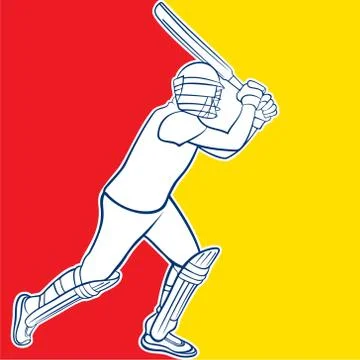 Cricket player hitting big shot Illustrazione stock
