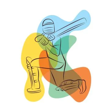 Cricket player hitting big shot Stock Illustration