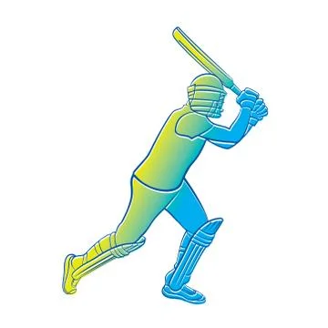 Cricket player hitting big shot Stock Illustration