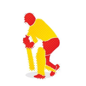 Cricket player hitting shot design Stock Illustration